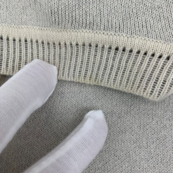 CHRISTIAN DIOR CASHMERE CARDIGAN SWEATER WITH STRIPED TRIM SIZE 36/XS LIGHT GREY - Picture 3 of 8